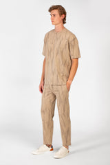 طقم رجالي صيفي كاجوال مطبوع بأكمام