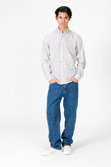 Men's Jakar Printed Slim Fit Long Sleeve Shirt White