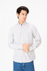 Men's Jakar Printed Slim Fit Long Sleeve Shirt White