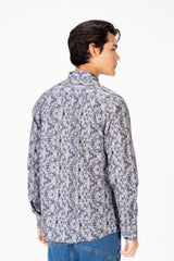 Men's Slim Fit Printed Jakar Long Sleeve Shirt