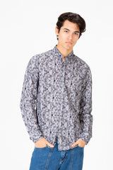 Men's Slim Fit Printed Jakar Long Sleeve Shirt