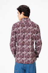 Men's Long Sleeve Slim Fit Jakar Printed Shirt