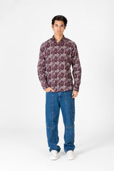 Men's Long Sleeve Slim Fit Jakar Printed Shirt