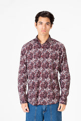 Men's Long Sleeve Slim Fit Jakar Printed Shirt