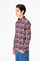 Men's Long Sleeve Slim Fit Jakar Printed Shirt
