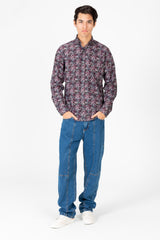 Men's Slim Fit Full Print Long Sleeve Shirt