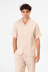 طقم رجالي من الكتان سليم فيت قابل للتنفس