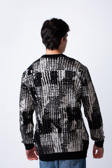 Men's Round Neck Jakar Slim Fit Printed Pullover