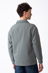 Men's Wool Blend Full-Zip Jacket Spread Collar Welt Side Pockets Ribbed Cuffs And Hem Classic Casual Style