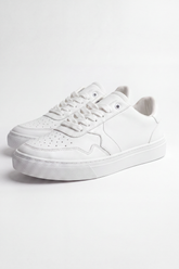 Men's Tomato Store Clean Court Sneakers Smooth Plain Upper With Perforated Toe Detail Panel Stitch Lines Lace Up Front Textured Platform Shoes