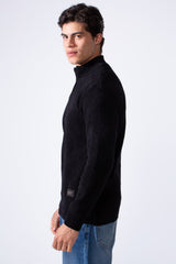 Men's High Neck Quarter Zip Slim Fit Simple Modern Pullover Sweater