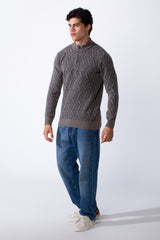 Men's Half Zip Round Neckline Knit Slim Fit Casual Pullover
