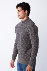 Men's Half Zip Round Neckline Knit Slim Fit Casual Pullover