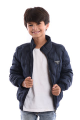 Boy's Full Zipper Casual Padded Waterproof Jacket With Side Pocket