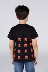 Boys Printed Round Neck Regular Fit T-shirt With Short Sleeves