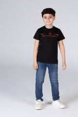 Boys Printed Round Neck Regular Fit T-shirt With Short Sleeves