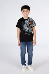 تي شيرت أولاد نصف كم بطباعة جانبية مميزة