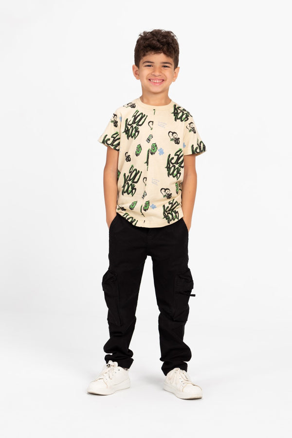 Boys Half Sleeve Oversize T-shirt With Front And Back Print