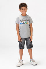 Boys Round Short Sleeves T-Shirt With Forever Print Front And Back