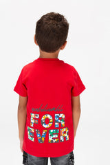 Boys Round Short Sleeves T-Shirt With Forever Print Front And Back