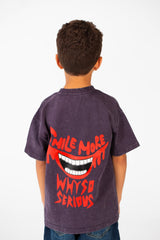 Boy's Washed Text Print Oversized T-Shirt With Short Sleeves And Round Neck
