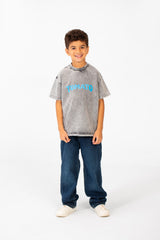 Boy's Tomato Summer Washed Oversized Round Neck Half Sleeve T-Shirt