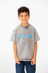 Boy's Tomato Summer Washed Oversized Round Neck Half Sleeve T-Shirt