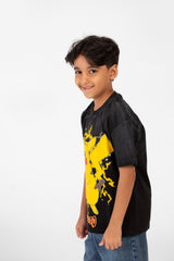 Boy's Oversized Short Sleeves Round Neck T-shirt With Front Pikachu Print