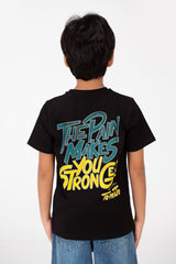 Boy's Crew Neck Text Print T-Shirt