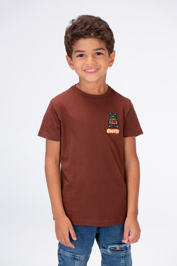 Boys Round Neck T-shirt Printed On The Front And Back Made Of Single Lycra Material