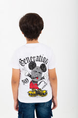 Boy's Crew Neck Short Sleeve Front&Back Printed T-Shirt