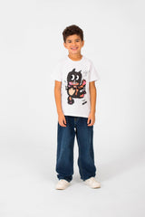 Boy's Front Print Short Sleeve T-shirt With Crew Neck