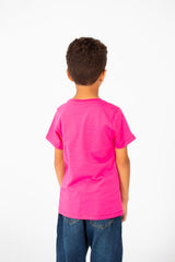 Boy's Front Print Short Sleeve T-shirt With Crew Neck