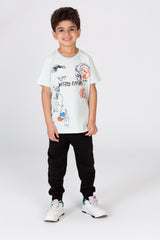 Boy's Printed Stretch Cotton T-shirt In Basic Colours
