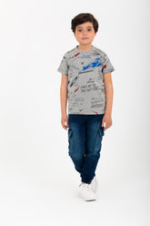 قميص بكم نصف مطبوع بالكامل للأولاد