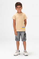 قميص بكم نصف بياقة دائرية مطبوع بخامة ميلتون صيفية للأولاد