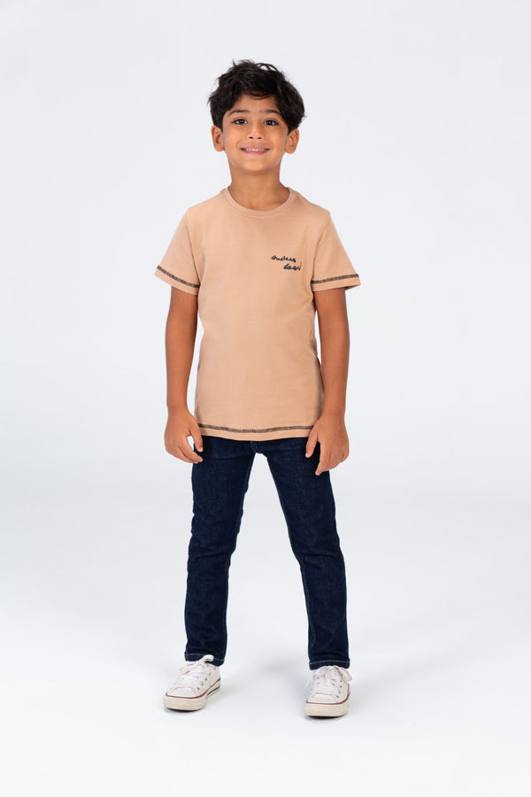 Boys' Short Sleeves Round Neck T-shirt Made Of Summer Melton Material