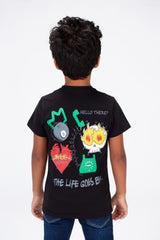 Boys Round Neck Printed T-shirt With Single Lycra Material