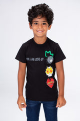 Boys Round Neck Printed T-shirt With Single Lycra Material