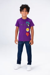 Boys Round Neck Printed T-shirt With Single Lycra Material