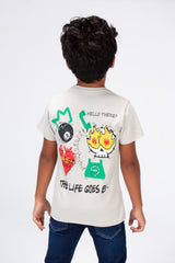 Boys Round Neck Printed T-shirt With Single Lycra Material