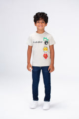 Boys Round Neck Printed T-shirt With Single Lycra Material