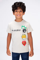 Boys Round Neck Printed T-shirt With Single Lycra Material