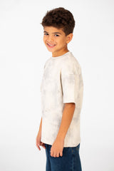 Boy's Tie Dye Short Sleeve Oversized T-Shirt with Hugger Print