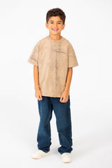 Boy's Oversized Printed Round Neck Short Sleeve T-shirt