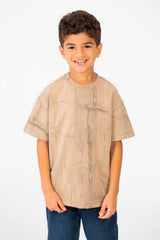 Boy's Oversized Printed Round Neck Short Sleeve T-shirt