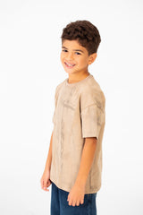 Boy's Oversized Printed Round Neck Short Sleeve T-shirt
