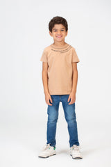 Boys Printed Round Neck T-shirt With A Single Lycra Material