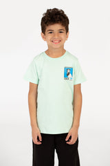 Boy’s Graphic Print Crew Neck Half Sleeve T-Shirt