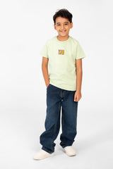 Boy's Front And Back No Print T-shirt With Short Sleeves And A Round Neck